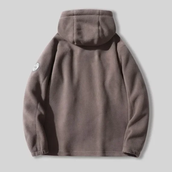 2023 New Winter Warm Men’s Fleece Hooded Jacket Pockets Solid Color Casual Polar Jacket Cold-Proof Thickened Plus Size Outwear